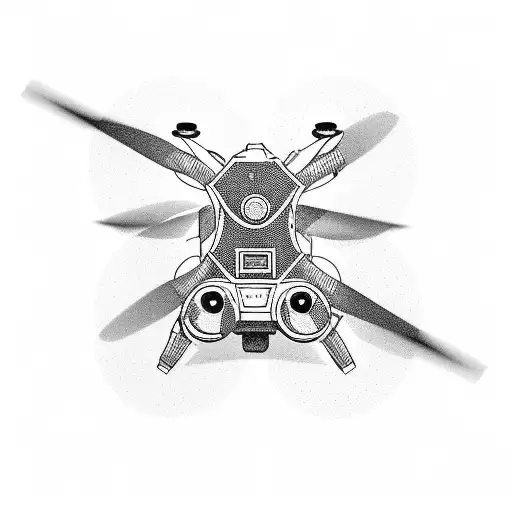 fpv drone with controller and goggles tattoo design idea