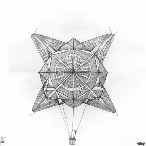 hot air balloon in a hexagon  tattoo design idea