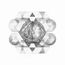 hot air balloon in a hexagon  tattoo design idea