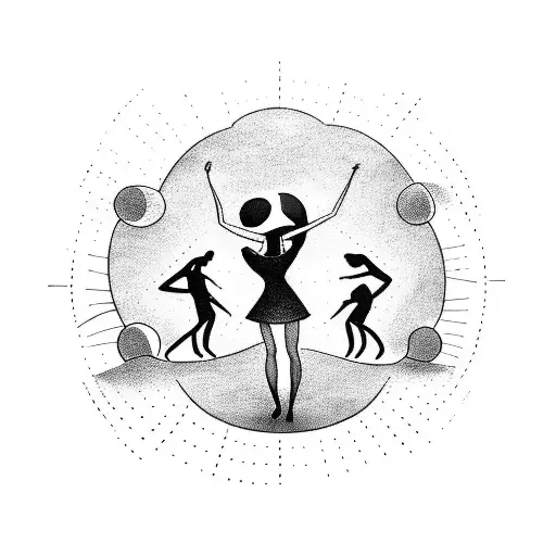 A group of friends dancing in a circle tattoo design idea