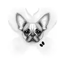 A minimalist design of a dog's ear with the semicolon symbol incorporated within, representing suicide awareness. tattoo design idea