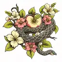 apple tree flowers with snake wrapped around branch tattoo design idea
