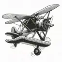 cat flying biplane tattoo design idea