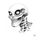 Alien skeleton side profile tattoo design idea
