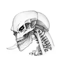 Alien skeleton side profile tattoo design idea