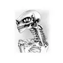 Alien skeleton side profile tattoo design idea