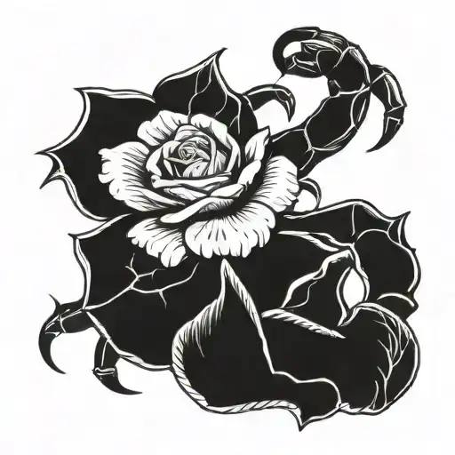 scorpion with rose intertwined tattoo design idea