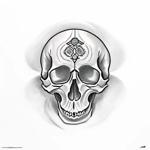 skull with a sable in the eye  tattoo design idea