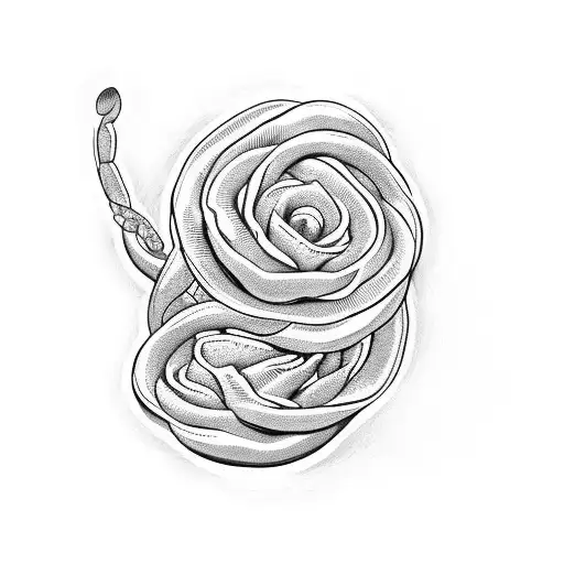 lavender flower and twin snakes tattoo design idea