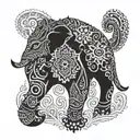 bottom side of elephant , top side is wolf nordic animal face tattoo design idea