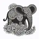 bottom side of elephant , top side is wolf nordic animal face tattoo design idea