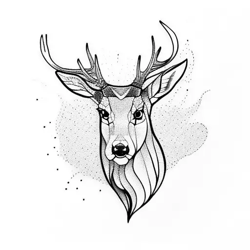 stag colored tattoo design idea
