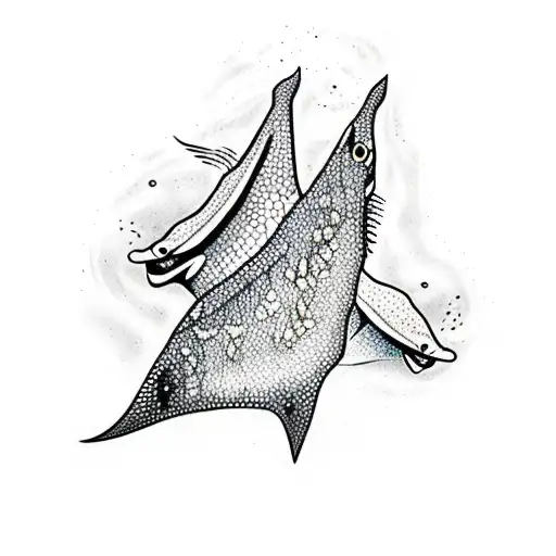 two stingray jumping above the water tattoo design idea