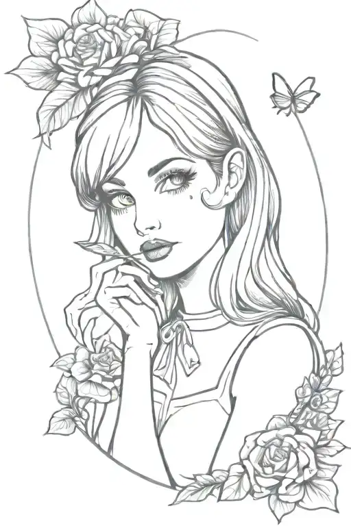 sexy alice in wonderland tattoo design idea