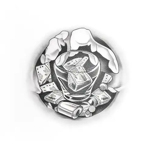 broken whiskey glass tattoo design idea