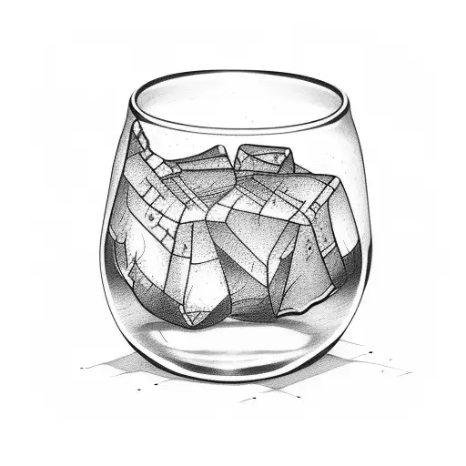 broken whiskey glass tattoo design idea
