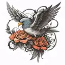The flying bird tattoo design idea