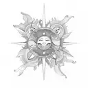 Sun moon star and butterflies  tattoo design idea