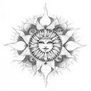 Sun moon star and butterflies  tattoo design idea