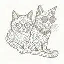 Two cats in round sunglasse tattoo design idea