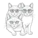 Two cats in round sunglasse tattoo design idea