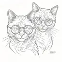 Two cats in round sunglasse tattoo design idea