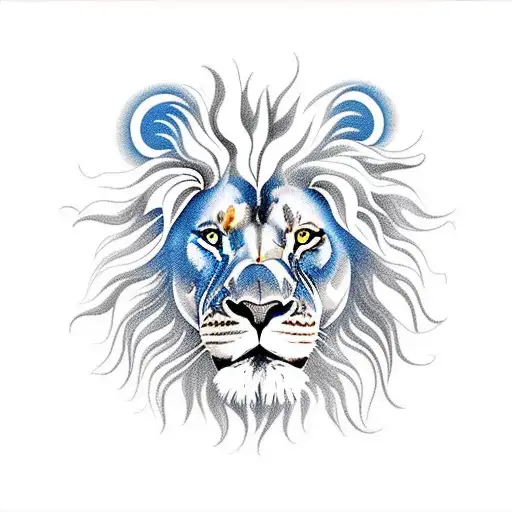 huge sun and lion tattoo design idea