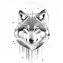 Forest with Wolf and deer tattoo design idea