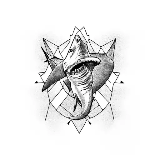 hammerhead shark outline tattoo design idea