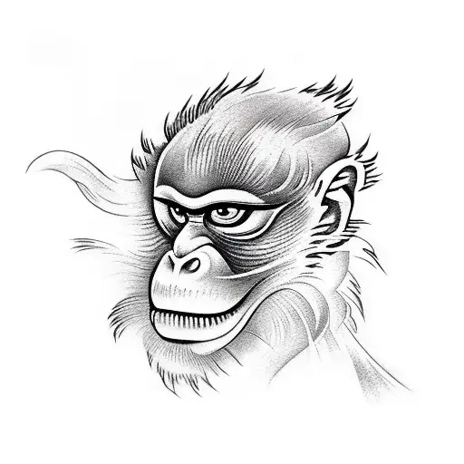 fire monkey tattoo design idea