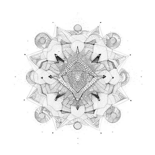 geometric pattern with watercolour tattoo design idea