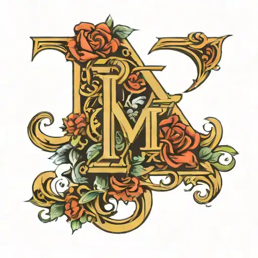letters "D M P F F" more focus in D and M  tattoo design idea