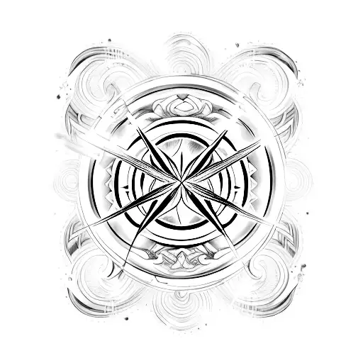 Black colored chaos star with ying yang symbol embedded in a middle tattoo design idea