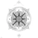 An intricate compass design incorporating symbols of family and adventure, with Amazigh patterns surrounding it tattoo design idea