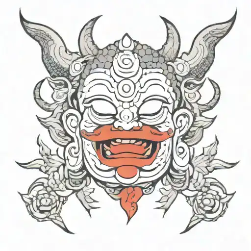 half buddha half demon tattoo design idea