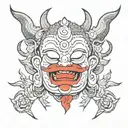 half buddha half demon tattoo design idea