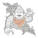 half buddha half demon tattoo design idea