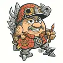 weeble builder surrounded by bricks tattoo design idea