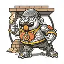 weeble builder surrounded by bricks tattoo design idea