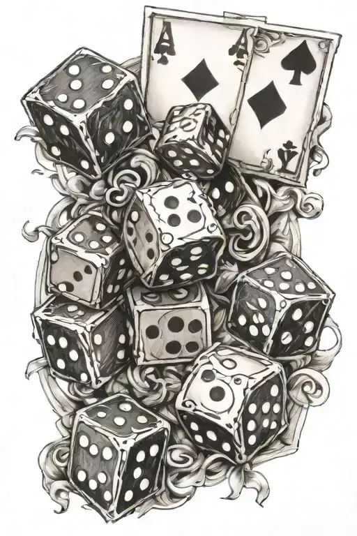 dice with cards on the nec sine te tattoo design idea
