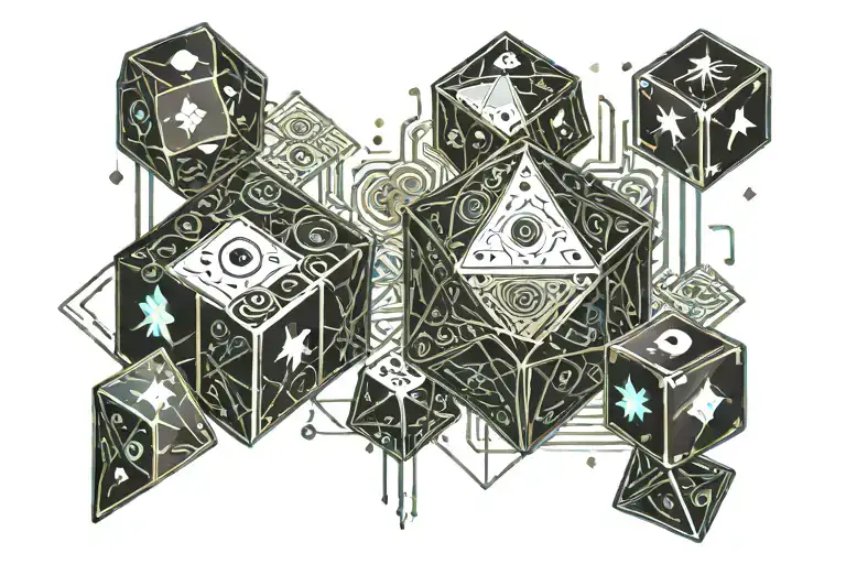 dice with cards on the nec sine te tattoo design idea