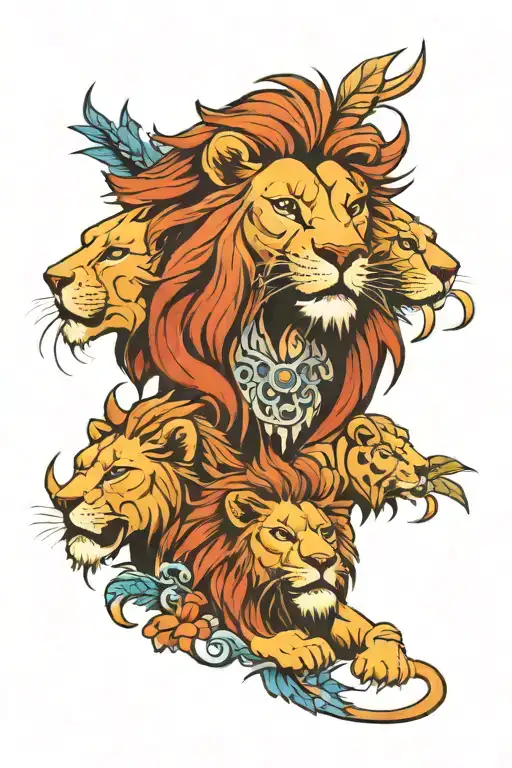 3 LION tattoo design idea