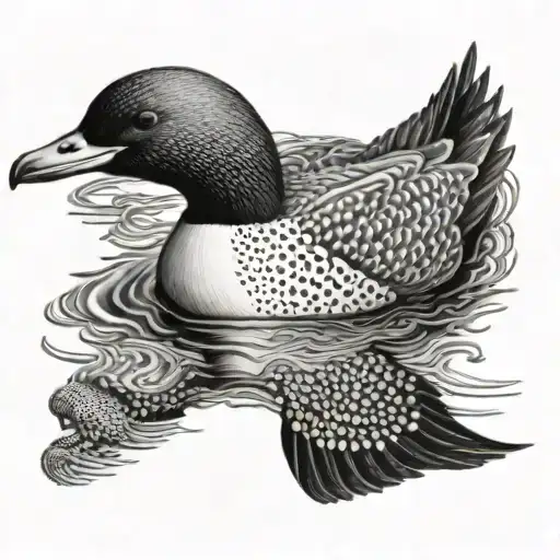 realistic loon tattoo design idea