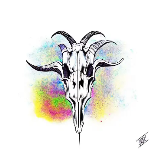 goat skull tattoo design idea