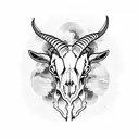 goat skull clouds tattoo design idea