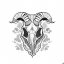 goat skull clouds tattoo design idea
