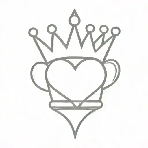 heart adorned with crown made tattoo design idea
