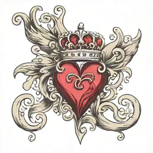 open heart wearing a crown adorned tattoo design idea
