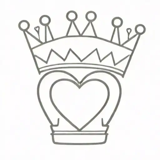 heart adorned with crown made tattoo design idea