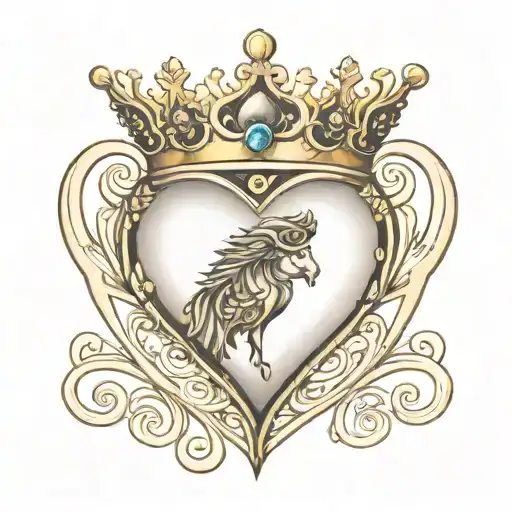 open heart wearing a crown  tattoo design idea